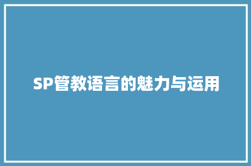 SP管教语言的魅力与运用