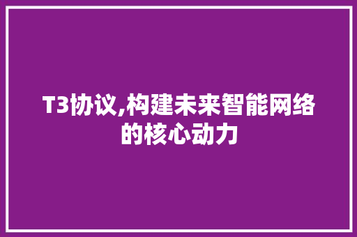 T3协议,构建未来智能网络的核心动力