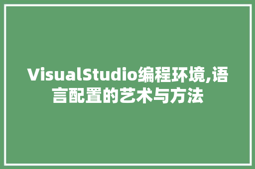 VisualStudio编程环境,语言配置的艺术与方法