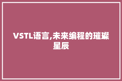 VSTL语言,未来编程的璀璨星辰