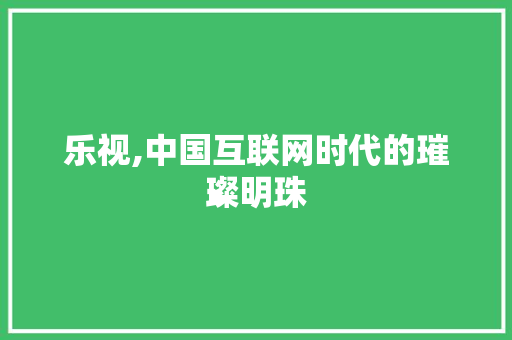 乐视,中国互联网时代的璀璨明珠