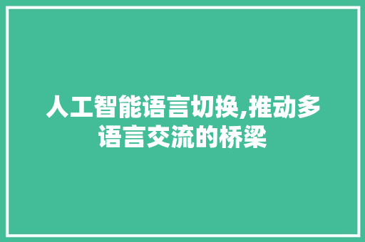 人工智能语言切换,推动多语言交流的桥梁