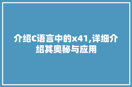 介绍C语言中的x41,详细介绍其奥秘与应用