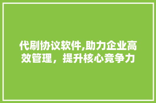 代刷协议软件,助力企业高效管理，提升核心竞争力