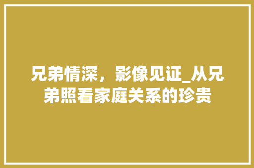 兄弟情深，影像见证_从兄弟照看家庭关系的珍贵