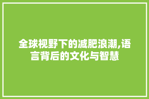 全球视野下的减肥浪潮,语言背后的文化与智慧