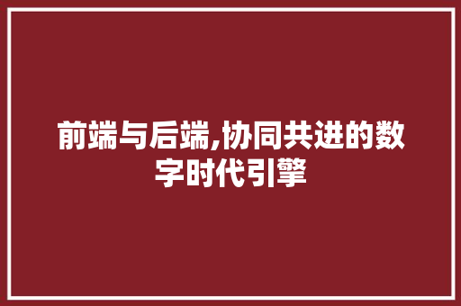 前端与后端,协同共进的数字时代引擎