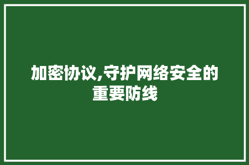 加密协议,守护网络安全的重要防线