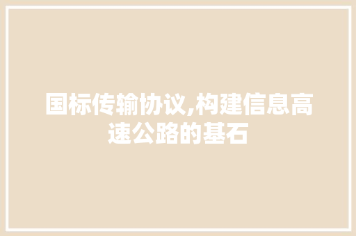 国标传输协议,构建信息高速公路的基石