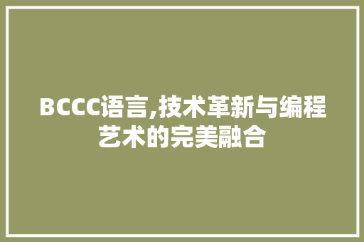 BCCC语言,技术革新与编程艺术的完美融合