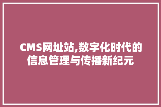 CMS网址站,数字化时代的信息管理与传播新纪元