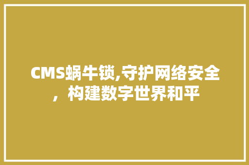CMS蜗牛锁,守护网络安全，构建数字世界和平