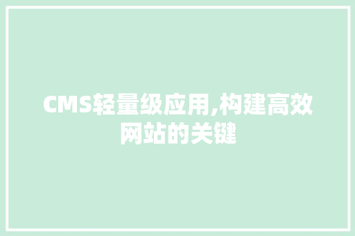 CMS轻量级应用,构建高效网站的关键