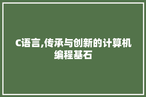 C语言,传承与创新的计算机编程基石