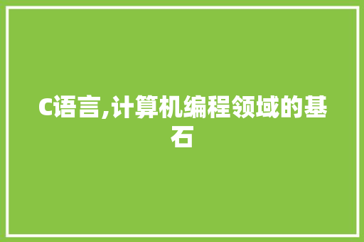 C语言,计算机编程领域的基石