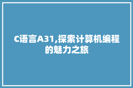 C语言A31,探索计算机编程的魅力之旅