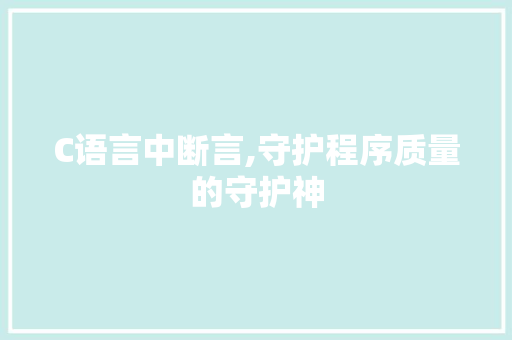 C语言中断言,守护程序质量的守护神