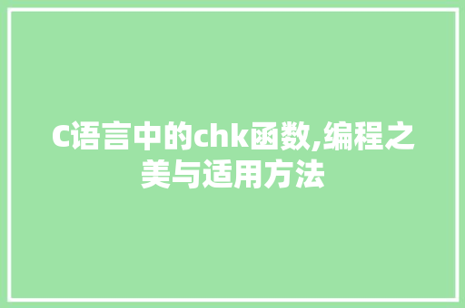 C语言中的chk函数,编程之美与适用方法