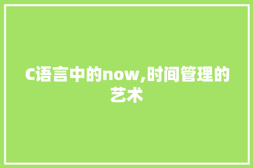 C语言中的now,时间管理的艺术