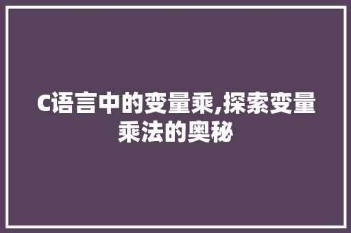 C语言中的变量乘,探索变量乘法的奥秘