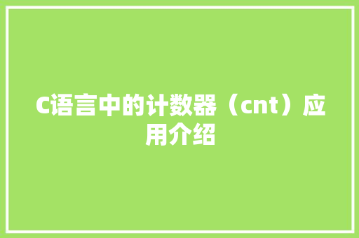C语言中的计数器（cnt）应用介绍