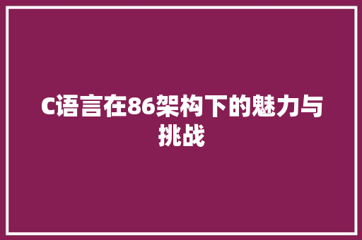 C语言在86架构下的魅力与挑战