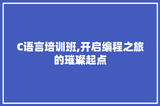 C语言培训班,开启编程之旅的璀璨起点
