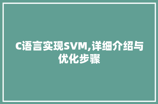 C语言实现SVM,详细介绍与优化步骤