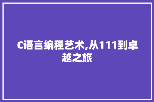 C语言编程艺术,从111到卓越之旅