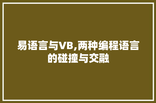 易语言与VB,两种编程语言的碰撞与交融