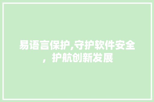 易语言保护,守护软件安全，护航创新发展