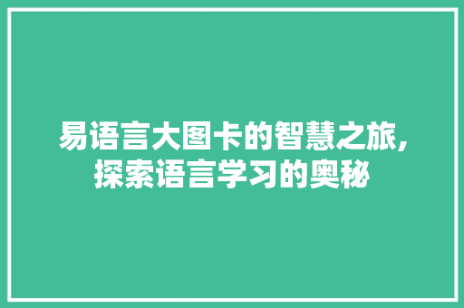 易语言大图卡的智慧之旅,探索语言学习的奥秘