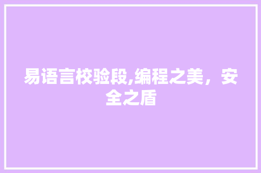 易语言校验段,编程之美，安全之盾
