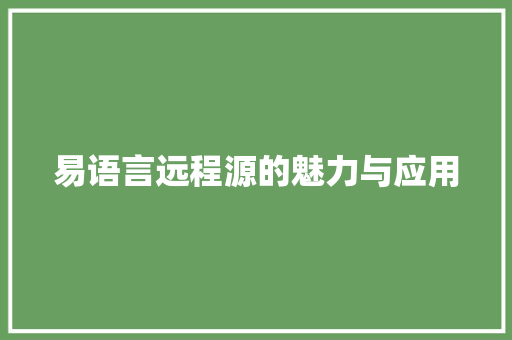 易语言远程源的魅力与应用