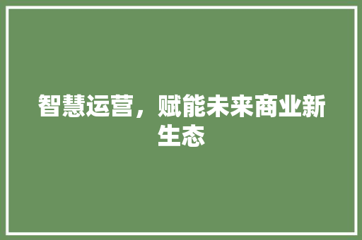 智慧运营，赋能未来商业新生态