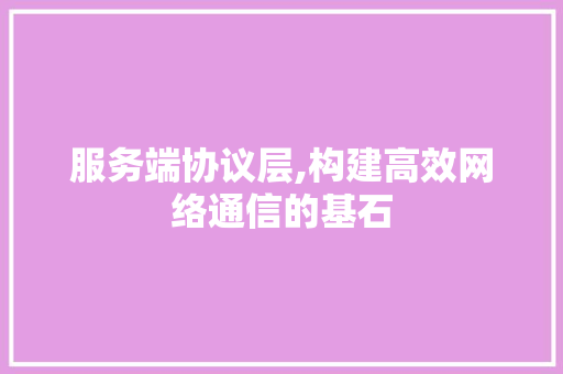 服务端协议层,构建高效网络通信的基石 农业常识