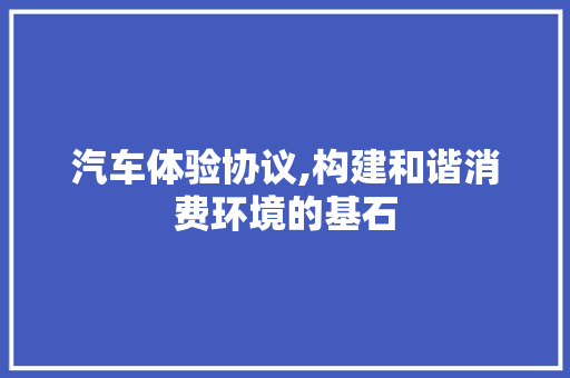 汽车体验协议,构建和谐消费环境的基石