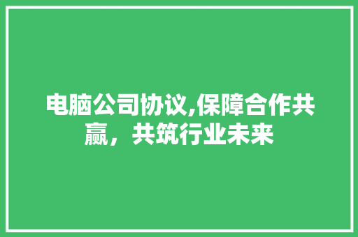 电脑公司协议,保障合作共赢，共筑行业未来