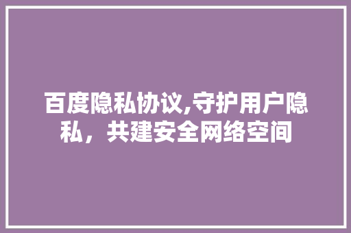 百度隐私协议,守护用户隐私，共建安全网络空间
