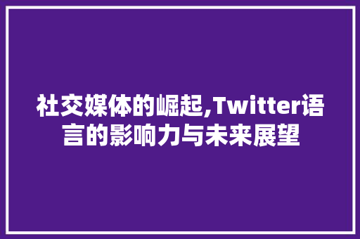 社交媒体的崛起,Twitter语言的影响力与未来展望