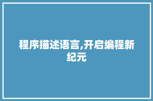 程序描述语言,开启编程新纪元