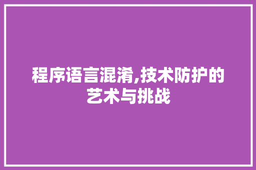 程序语言混淆,技术防护的艺术与挑战