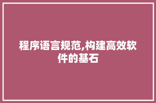 程序语言规范,构建高效软件的基石