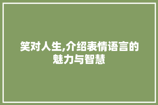 笑对人生,介绍表情语言的魅力与智慧