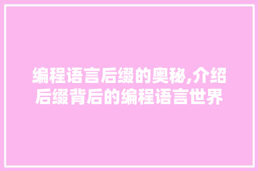 编程语言后缀的奥秘,介绍后缀背后的编程语言世界