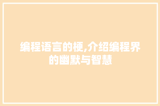 编程语言的梗,介绍编程界的幽默与智慧