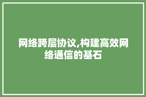 网络跨层协议,构建高效网络通信的基石