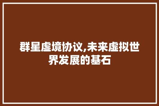 群星虚境协议,未来虚拟世界发展的基石