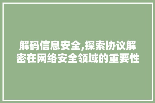 解码信息安全,探索协议解密在网络安全领域的重要性