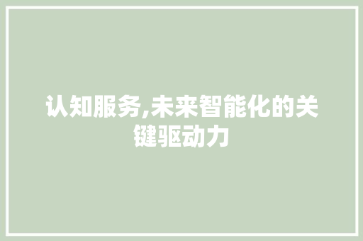 认知服务,未来智能化的关键驱动力